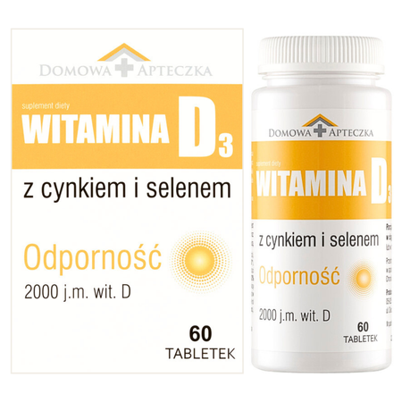 Witamina D3 + Cynk i Selen, 60 tabletek, Domowa Apteczka