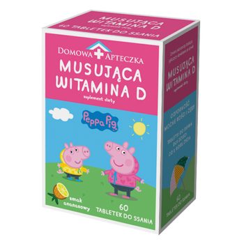 Musująca Witamina D3 Świnka Peppa, 60 tabletek, Domowa Apteczka