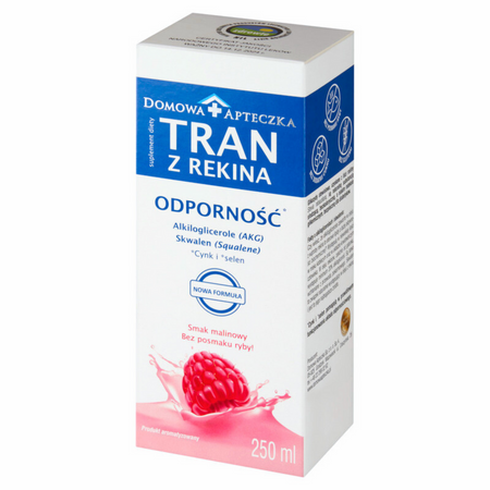 Tran z Rekina, Malinowy, 250ml., Domowa Apteczka